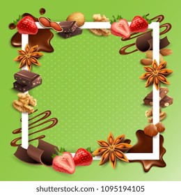 Realistic Chocolate White Square Frame