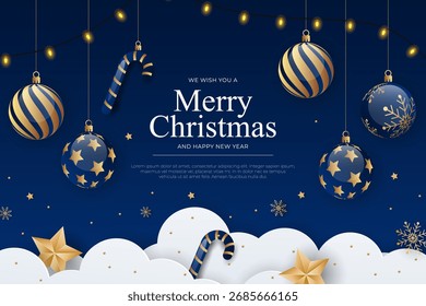 Fondo de Navidades realistas con decoraciones de Navidad
