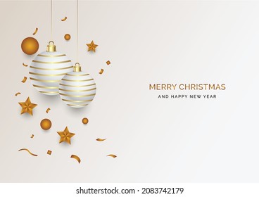 Realistic christmas background with elegant christmas balls and ornaments Free Vector
