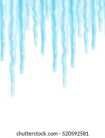 Realistic christmas background with icicles, seamless border , vector illustration