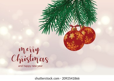 realistic christmas background with red and gold globe