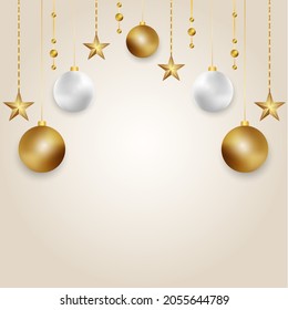 Realistic christmas Background with stars and Christmas ball