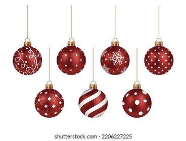 Realistic Christmas Ball Vector Illustration Set Isolated On A White Background.
