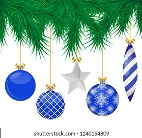 realistic christmas balls set