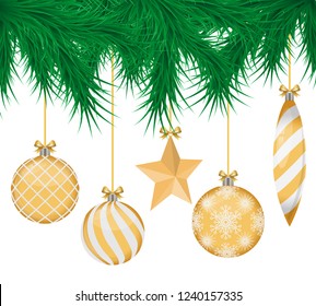 realistic christmas balls set