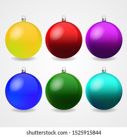 Realistic christmas balls set vector. Holiday decoration isolated on a white background.