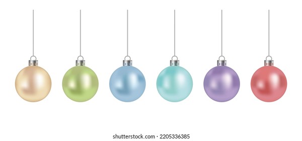 Realistic Christmas Balls Vector Illustration Set Isolated On A White Background.
