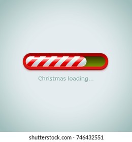 Realistic christmas candy cane progress bar on light background. Vector illustration icon.