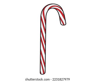 Realistic Christmas candy isolated on transparent background. Vector illustration. Top view icon. Template for a greeting card for Christmas and New Year.