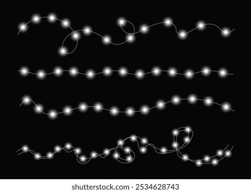 Realistas luzes de guirlanda de Natal. Ilustração vetorial