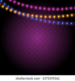 Realistic Christmas garland on a transparent background.