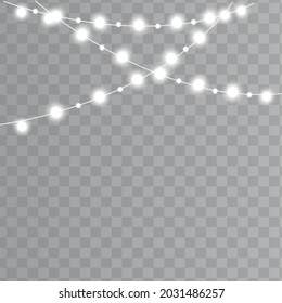 Realistic Christmas garland on a transparent background. Vector