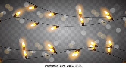 Realistic Christmas garland on a transparent background.