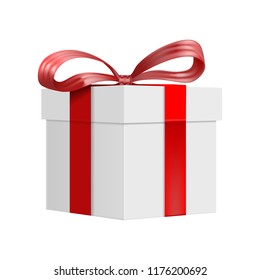 Realistic christmas gift box. Vector illustration isolated on white background.