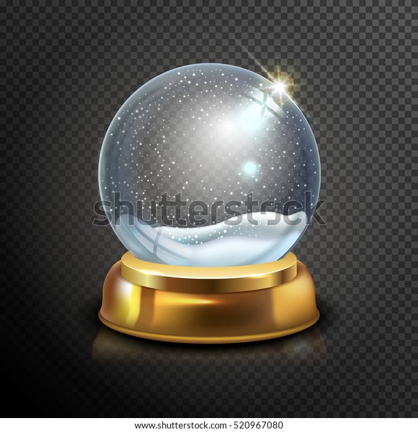 Realistic Christmas Glass Snow Globe Isolated Stock Vector (Royalty ...