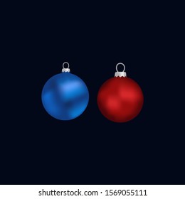 Realistic Christmas and New Year tree toys. Set of balls. Isolated background. Vector illustration.