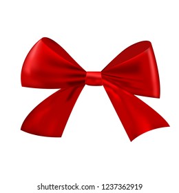 Realistic Christmas red bow isolated on white background. Vector illustration