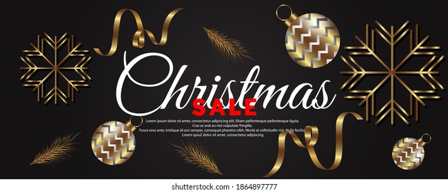 Realistic christmas sale banner with attractive design vector
