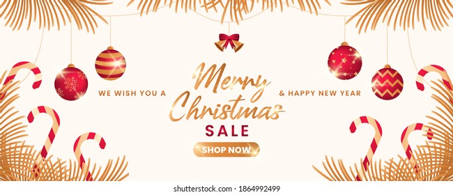 Realistic christmas sale banner with attractive design vector