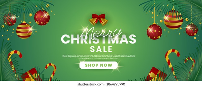 Realistic christmas sale banner with attractive design vector