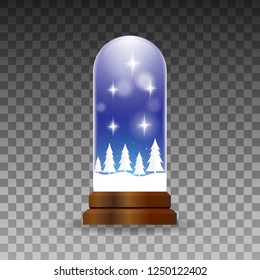 Realistic christmas snow globe background