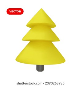 Realistic Christmas tree. 3d render glass texture. Xmas ornaments for decoration. Poster, cover, background. Vector illustration