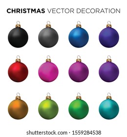 Realistic Christmas tree ball vector set