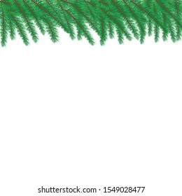 Realistic Christmas Tree Branches holiday decoration element, isolated on white background. Creative vector illustration template for greeting cards, web design, holiday objects and symbols