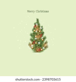 realistic christmas tree with decorations