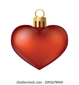 Realistic christmas tree toy composition with heart shaped christmas ornament vector illustration