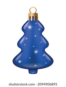 Realistic christmas tree toy composition with new year tree shaped christmas ornament vector illustration