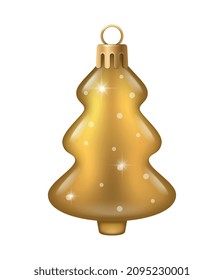 Realistic christmas tree toy composition with new year tree shaped christmas ornament with spangles vector illustration