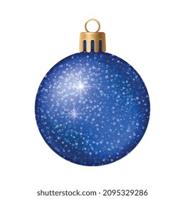 Realistic christmas tree toy composition with ball shaped christmas ornament with spangles vector illustration