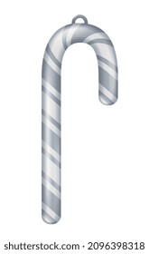 Realistic christmas tree toy composition with sweet candy stick shaped christmas ornament vector illustration
