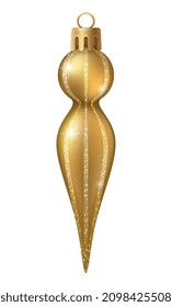Realistic christmas tree toy composition with ball icicle shaped christmas ornament with spangles vector illustration