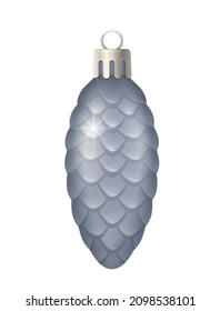 Realistic christmas tree toy composition with cone shaped christmas ornament vector illustration