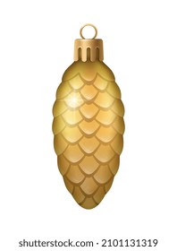 Realistic christmas tree toy composition with cone shaped christmas ornament vector illustration