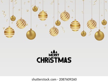 Realistic Christmas White and Grey background with elegant Christmas balls and ornaments Free Vector