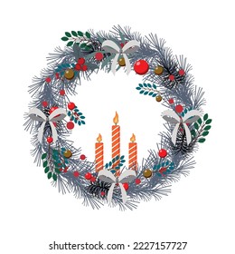 Realistic Christmas wreath. Object for decoration.
