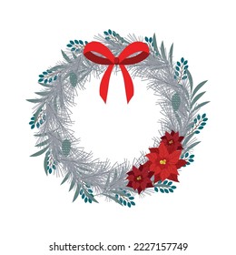 Realistic Christmas wreath. Object for decoration.
