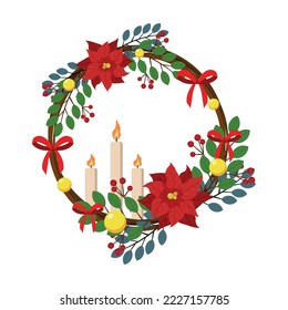 Realistic Christmas wreath. Object for decoration.
