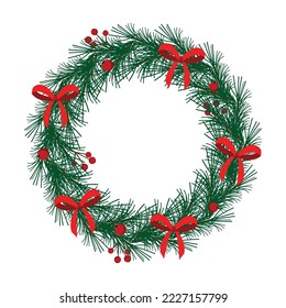 Realistic Christmas wreath. Object for decoration.
