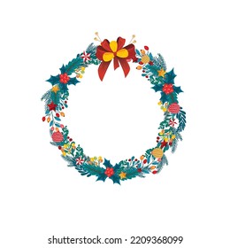 
Realistic Christmas Wreath 
 Template  Vector 