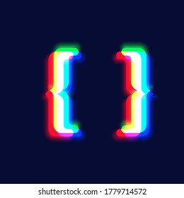 Realistic chromatic aberration character 'bracket' from a fontset, vector illustration