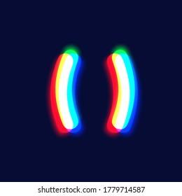 Realistic chromatic aberration character 'bracket' from a fontset, vector illustration