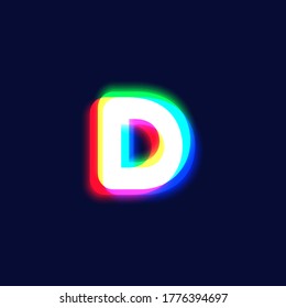 Realistic chromatic aberration character 'D' from a fontset, vector illustration