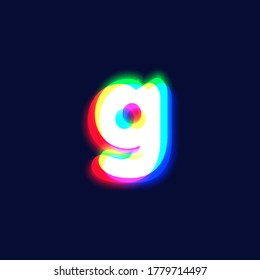 Realistic chromatic aberration character 'g' from a fontset, vector illustration