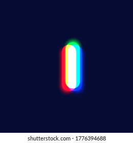 Realistic chromatic aberration character 'I' from a fontset, vector illustration