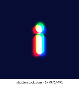 Realistic chromatic aberration character 'i' from a fontset, vector illustration