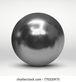 Realistic Chrome ball isolated on white background.